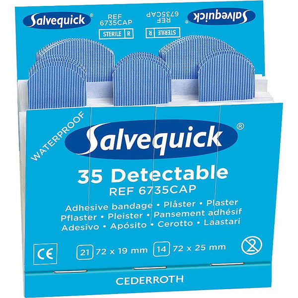 Salvequick Refill Pack of Blue Detectable Plasters (6 packs of 35)