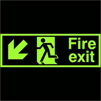 Fire Exit Down Left Arrow Sign