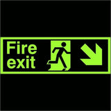 Fire Exit Down Right Arrow Sign