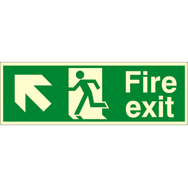 Fire Exit Up Left Arrow Sign