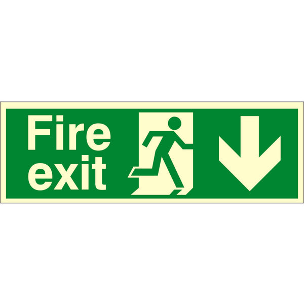 Fire Exit Down Arrow Sign