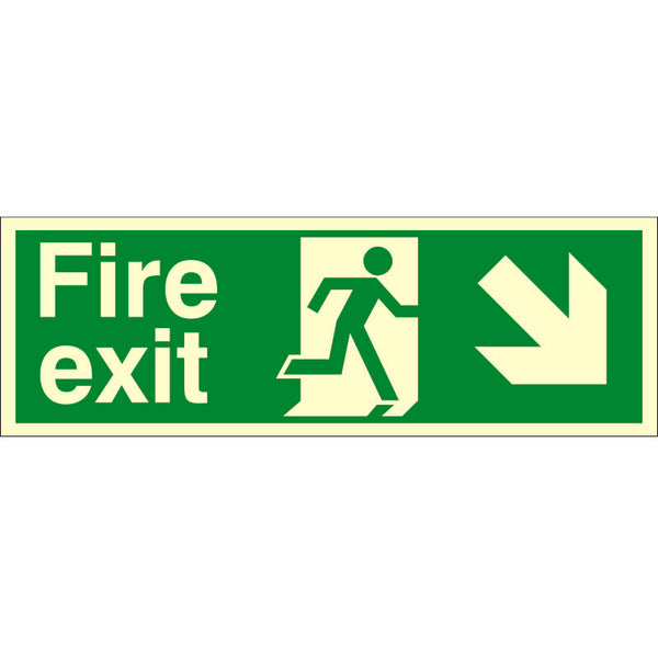 Fire Exit Down Right Arrow Sign